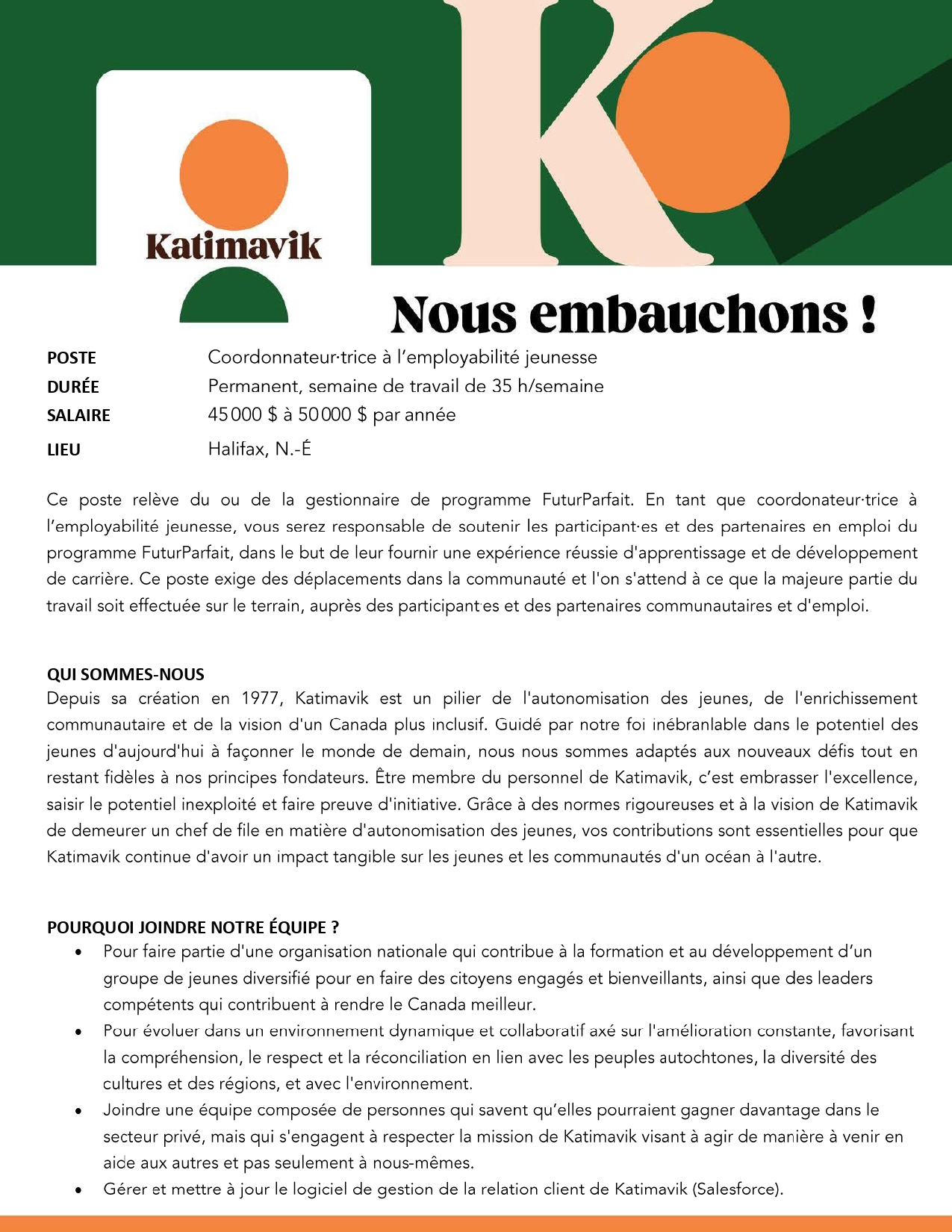 Coordonnateur à l’employabilité jeunesse- Job Posting – Halifax – 2026 03_page-0001